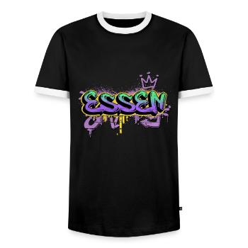 Essen Germany City Graffiti Spray Sprayer - Men's Ringer Shirt - black/white - Front - AI Model Female 172 light (172cm) & AI Model Male 178 light (178cm)