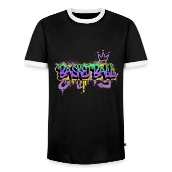 Basketball Graffiti Sprayer Basketball Sports - T-shirt contrasté Homme - noir/blanc - Devant - AI Model Female 172 light (172cm) & AI Model Male 178 light (178cm)