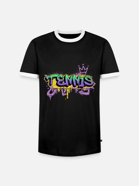 Tennis Graffiti Spray Sprayer Player Sports - Men's Ringer Shirt - black/white