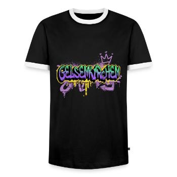 Gelsenkirchen Germany City Graffiti Sprayer - Men's Ringer Shirt - black/white - Front - AI Model Female 172 light (172cm) & AI Model Male 178 light (178cm)