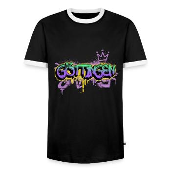 Göttingen Germany City Graffiti Spray Sprayer - Men's Ringer Shirt - black/white - Front - AI Model Female 172 light (172cm) & AI Model Male 178 light (178cm)