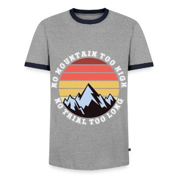 Kein Berg zu hoch, kein Weg zu lang - Männer Kontrast-T-Shirt - Grau/Navy  - Vorne - AI Model Female 172 light (172cm) & AI Model Male 178 light (178cm)