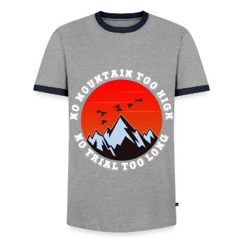 Kein Berg zu hoch, kein Weg zu lang - Männer Kontrast-T-Shirt - Grau/Navy  - Vorne - AI Model Female 172 light (172cm) & AI Model Male 178 light (178cm)