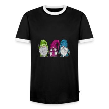 Christmas Christmas elves - Men's Ringer Shirt - black/white - Front - AI Model Female 172 light (172cm) & AI Model Male 178 light (178cm)