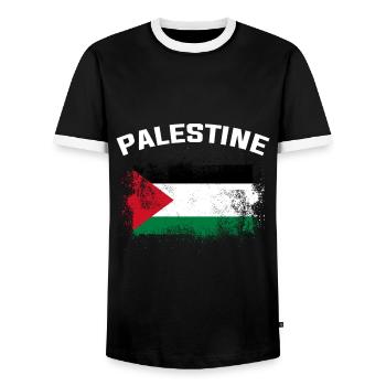 Palestine - T-shirt contrasté Homme - noir/blanc - Devant - AI Model Female 172 light (172cm) & AI Model Male 178 light (178cm)