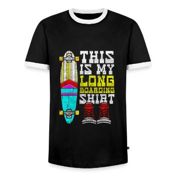 Skater Mountain Board - Men's Ringer Shirt - black/white - Front - AI Model Female 172 light (172cm) & AI Model Male 178 light (178cm)