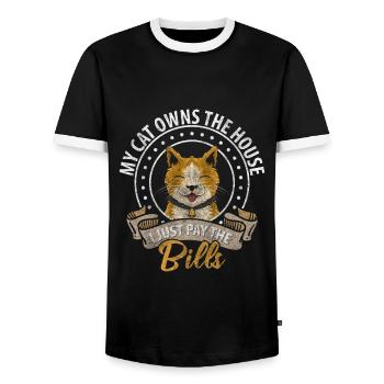 Chats Chats - T-shirt contrasté Homme - noir/blanc - Devant - AI Model Female 172 light (172cm) & AI Model Male 178 light (178cm)