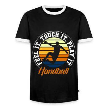 Tournoi de handball handball - T-shirt contrasté Homme - noir/blanc - Devant - AI Model Female 172 light (172cm) & AI Model Male 178 light (178cm)