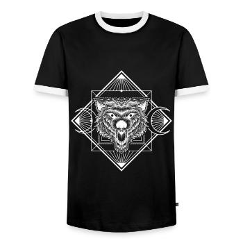 Runen Icon Glaube - Männer Kontrast-T-Shirt - Schwarz/Weiß - Vorne - AI Model Female 172 light (172cm) & AI Model Male 178 light (178cm)