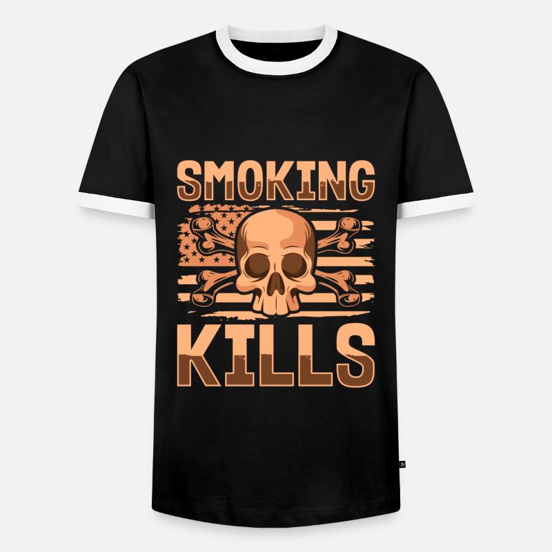 Zigarette Tabak Lunge - Männer Kontrast-T-Shirt - Schwarz/Weiß