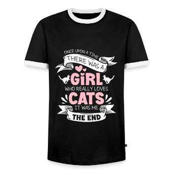 Maître Tigre Chat - T-shirt contrasté Homme - noir/blanc - Devant - AI Model Female 172 light (172cm) & AI Model Male 178 light (178cm)
