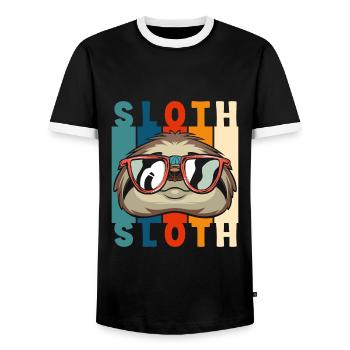 Chill out Hang out comfortably - Men's Ringer Shirt - black/white - Front - AI Model Female 172 light (172cm) & AI Model Male 178 light (178cm)