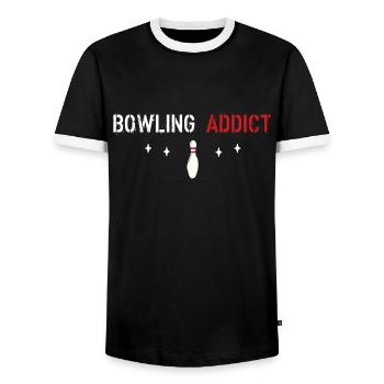 Bowling addict - Men's Ringer Shirt - black/white - Front - AI Model Female 172 light (172cm) & AI Model Male 178 light (178cm)