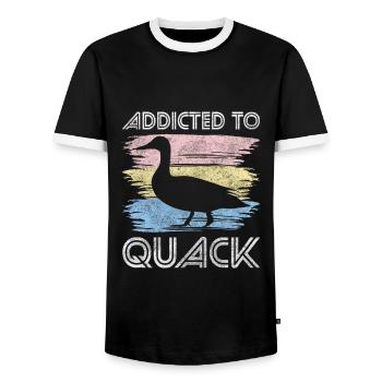 Enten Badeente Wasservogel - Männer Kontrast-T-Shirt - Schwarz/Weiß - Vorne - AI Model Female 172 light (172cm) & AI Model Male 178 light (178cm)
