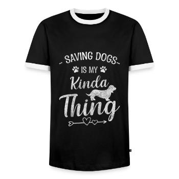 Animal Welfare Activist Vegan Environmental Protection - Men's Ringer Shirt - black/white - Front - AI Model Female 172 light (172cm) & AI Model Male 178 light (178cm)