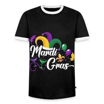 Mardi Gras New Orleans Mardi - Männer Kontrast-T-Shirt - Schwarz/Weiß - Vorne - AI Model Female 172 light (172cm) & AI Model Male 178 light (178cm)