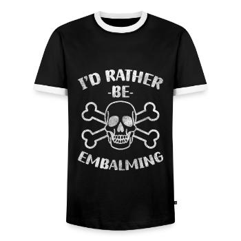 Funeral Funeral Undertaker Death - Men's Ringer Shirt - black/white - Front - AI Model Female 172 light (172cm) & AI Model Male 178 light (178cm)