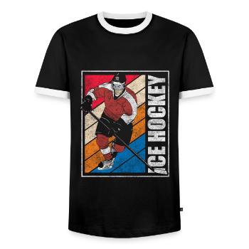 Sport Puck Team - Men's Ringer Shirt - black/white - Front - AI Model Female 172 light (172cm) & AI Model Male 178 light (178cm)