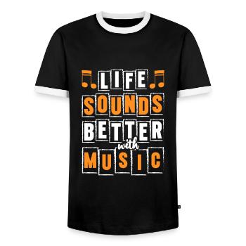 Dj Party Songs Tanzen - Men's Ringer Shirt - black/white - Front - AI Model Female 172 light (172cm) & AI Model Male 178 light (178cm)