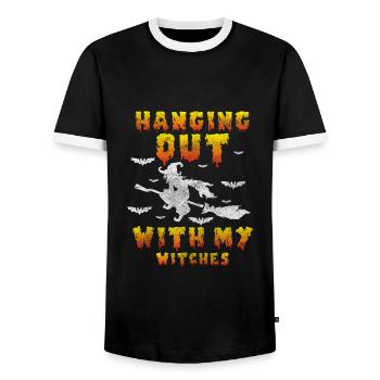 Sorcières Femmes Conte de fées d’Halloween - T-shirt contrasté Homme - noir/blanc - Devant - AI Model Female 172 light (172cm) & AI Model Male 178 light (178cm)