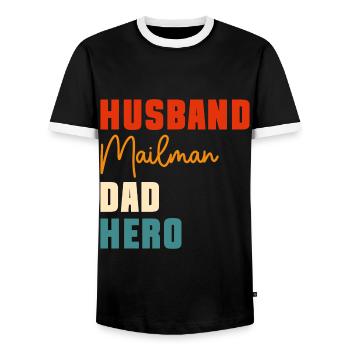 Post Briefzusteller Postboten - Männer Kontrast-T-Shirt - Schwarz/Weiß - Vorne - AI Model Female 172 light (172cm) & AI Model Male 178 light (178cm)