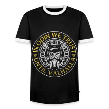 Symbole de Thor Nordmann Asgard - T-shirt contrasté Homme - noir/blanc - Devant - AI Model Female 172 light (172cm) & AI Model Male 178 light (178cm)