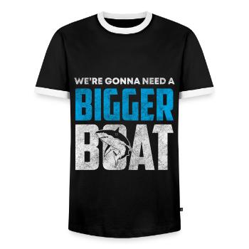 Dents de pêcheur de l’océan Grand Requin blanc - T-shirt contrasté Homme - noir/blanc - Devant - AI Model Female 172 light (172cm) & AI Model Male 178 light (178cm)