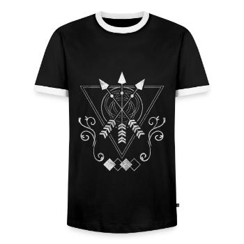 Runen Mythologie Zeichen - Männer Kontrast-T-Shirt - Schwarz/Weiß - Vorne - AI Model Female 172 light (172cm) & AI Model Male 178 light (178cm)