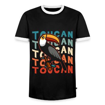 Tukan Urlaub Tropisch Exotisch - Männer Kontrast-T-Shirt - Schwarz/Weiß - Vorne - AI Model Female 172 light (172cm) & AI Model Male 178 light (178cm)