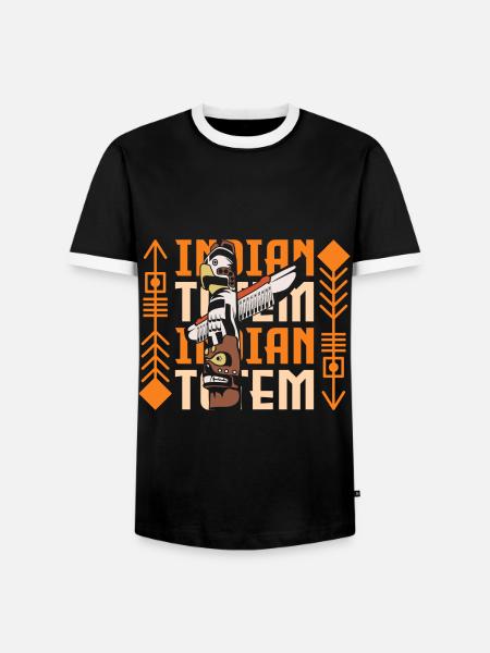 Indianer Ureinwohner Federschmuck - Männer Kontrast-T-Shirt - Schwarz/Weiß