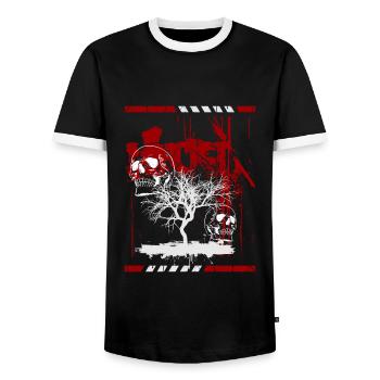 Tattoo Tattoo-Style Shirt Uhr - Männer Kontrast-T-Shirt - Schwarz/Weiß - Vorne - AI Model Female 172 light (172cm) & AI Model Male 178 light (178cm)