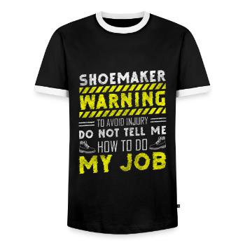Shoemaker Shoes Leather Boots - Men's Ringer Shirt - black/white - Front - AI Model Female 172 light (172cm) & AI Model Male 178 light (178cm)