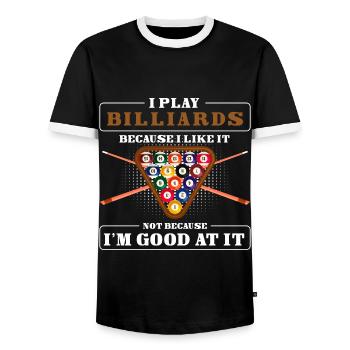 Billiard Pub Win - Men's Ringer Shirt - black/white - Front - AI Model Female 172 light (172cm) & AI Model Male 178 light (178cm)