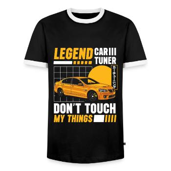 Tuner Performance Screwdriver Workshop - Men's Ringer Shirt - black/white - Front - AI Model Female 172 light (172cm) & AI Model Male 178 light (178cm)