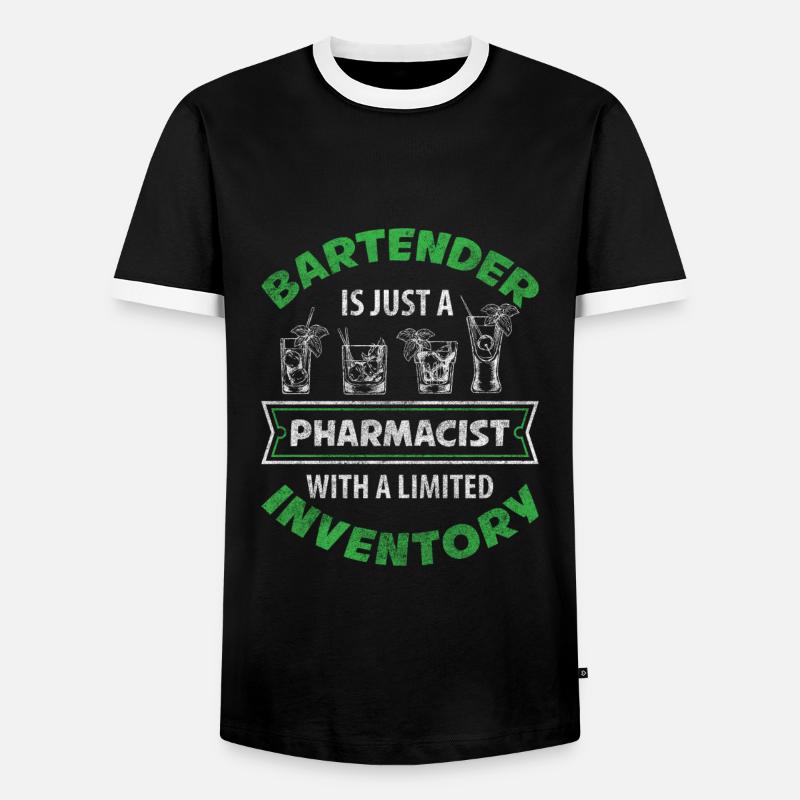 Bartender Counter Whiskey Barmaid - Men's Ringer Shirt - black/white