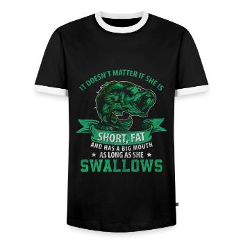Fishing Boat Sport - Men's Ringer Shirt - black/white - Front - AI Model Female 172 light (172cm) & AI Model Male 178 light (178cm)