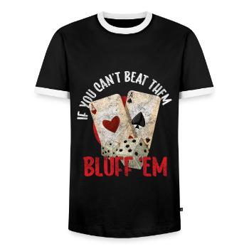 Kartenspieler Karten Poker Pokern - Männer Kontrast-T-Shirt - Schwarz/Weiß - Vorne - AI Model Female 172 light (172cm) & AI Model Male 178 light (178cm)
