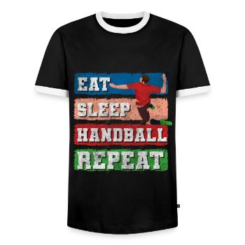 Sport Sportler Ballsport - Männer Kontrast-T-Shirt - Schwarz/Weiß - Vorne - AI Model Female 172 light (172cm) & AI Model Male 178 light (178cm)