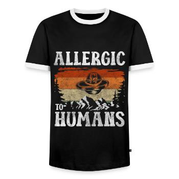 Extraterrestres Univers Terrien Astronaute - T-shirt contrasté Homme - noir/blanc - Devant - AI Model Female 172 light (172cm) & AI Model Male 178 light (178cm)