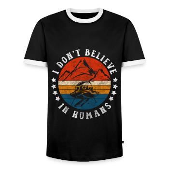 Galaxie OVNI Planète Terrienne - T-shirt contrasté Homme - noir/blanc - Devant - AI Model Female 172 light (172cm) & AI Model Male 178 light (178cm)
