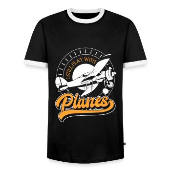 Model Aircraft Hobby Hobby Pilot Test Pilot - Men's Ringer Shirt - black/white - Front - AI Model Female 172 light (172cm) & AI Model Male 178 light (178cm)