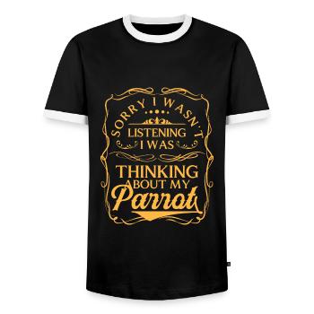 Ara Papageien Tropen - Männer Kontrast-T-Shirt - Schwarz/Weiß - Vorne - AI Model Female 172 light (172cm) & AI Model Male 178 light (178cm)