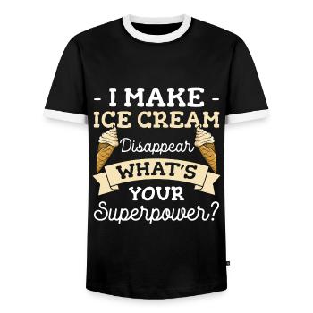 Eiscreme Eiskugel Naschen Speiseeis - Männer Kontrast-T-Shirt - Schwarz/Weiß - Vorne - AI Model Female 172 light (172cm) & AI Model Male 178 light (178cm)