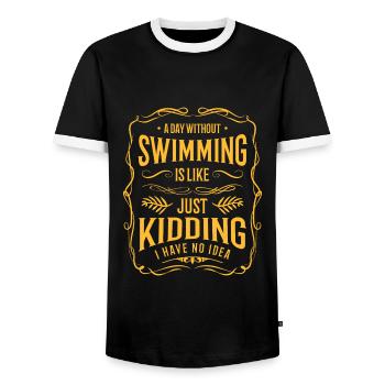 Pool Urlaub Sonne - Männer Kontrast-T-Shirt - Schwarz/Weiß - Vorne - AI Model Female 172 light (172cm) & AI Model Male 178 light (178cm)