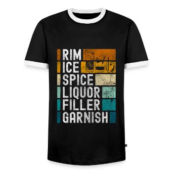 Cocktail Boissons Boisson Boisson - T-shirt contrasté Homme - noir/blanc - Devant - AI Model Female 172 light (172cm) & AI Model Male 178 light (178cm)