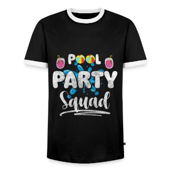 Pool Party Baignade Heure - T-shirt contrasté Homme - noir/blanc - Devant - AI Model Female 172 light (172cm) & AI Model Male 178 light (178cm)