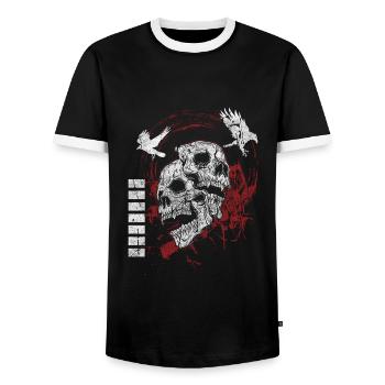 Tattoo Cool Raven Trash - Men's Ringer Shirt - black/white - Front - AI Model Female 172 light (172cm) & AI Model Male 178 light (178cm)