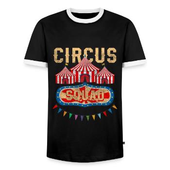 Zirkuszelt Show Tiere - Männer Kontrast-T-Shirt - Schwarz/Weiß - Vorne - AI Model Female 172 light (172cm) & AI Model Male 178 light (178cm)