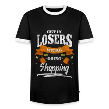 Shopping Shopping Clothing Shopping Queen - Men's Ringer Shirt - black/white - Front - AI Model Female 172 light (172cm) & AI Model Male 178 light (178cm)
