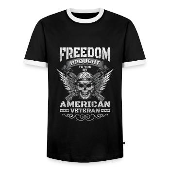 Nation de la liberté de l’Amérique - T-shirt contrasté Homme - noir/blanc - Devant - AI Model Female 172 light (172cm) & AI Model Male 178 light (178cm)
